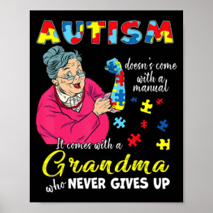 Póster El autismo no viene con una abuela manual que neve
