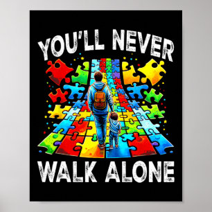 Póster El autismo papá apoya solo el rompecabezas que nun