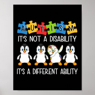 Póster El autismo pingüino no es una discapacidad, es una