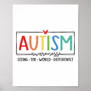 Póster El Autismo Retro Viendo El Mundo Distinguido Autis