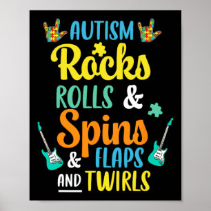 Póster El autismo roca y rueda gira y aletea y da vueltas