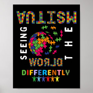 Póster El autismo ve el mundo de manera diferente como un
