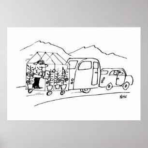 Póster El auto está arrastrando una caravana y también un
