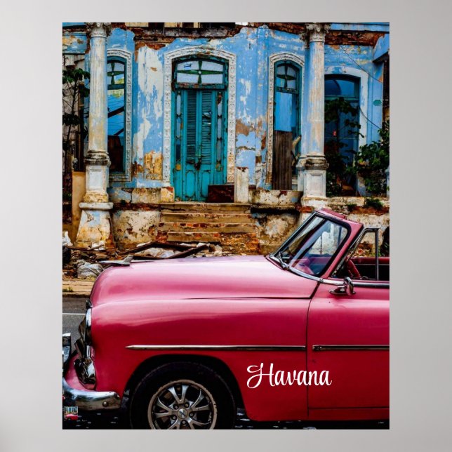 Póster El auto rojo de la Habana Cuba (Frente)