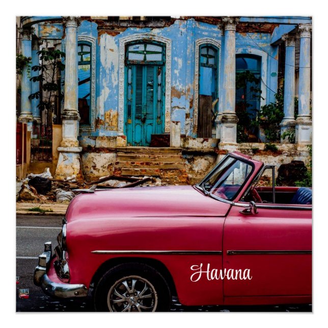 Póster El auto rojo de la Habana Cuba (Anverso)