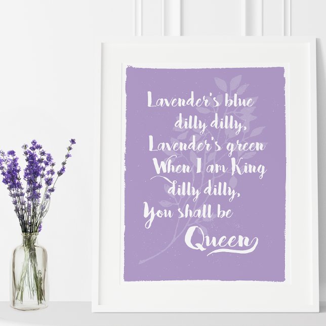 Póster El azul de Lavender ( The beloved English folk song and nursery rhyme from the 17th century on a charming lavender art.)