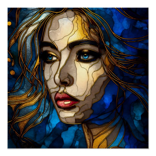 Póster El azul y la elegancia dorada - la IA en alza (Anverso)