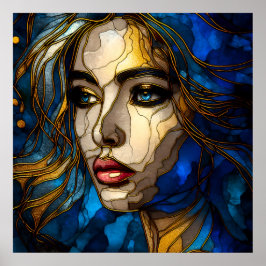 Póster El azul y la elegancia dorada - la IA en alza