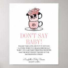 Póster El Baby Shower de las flores y el té no dicen jueg