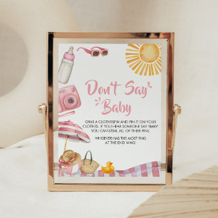 Póster El Baby Shower de verano rosado no dice bebé