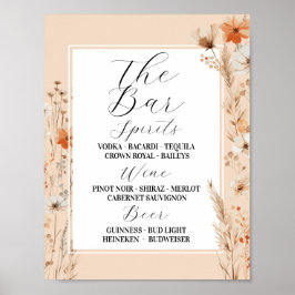 Póster El bar Boda Floral Boho Florals Bohemian