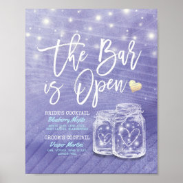 Póster El bar Boda Mason Jar sirve bebidas al aire libre