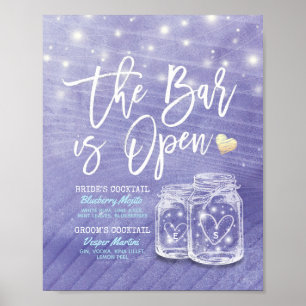 Póster El bar Boda Mason Jar sirve bebidas al aire libre