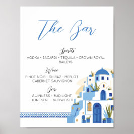 Póster El bar Boda Santorini Grecia Azul Blanco