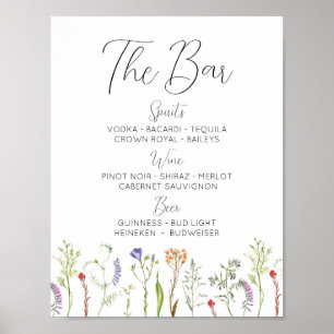 Póster El bar Boda Wildflowers Floral Ditsy