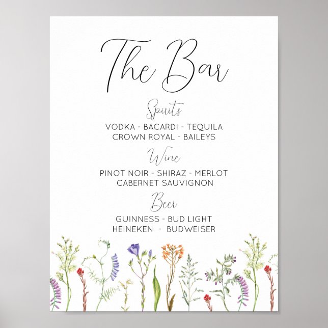 Póster El bar Boda Wildflowers Floral Ditsy (Frente)