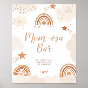 Póster El bar Mom-osa Boho Rótulo Rainbow