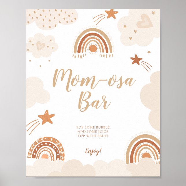 Póster El bar Mom-osa Boho Rótulo Rainbow (Frente)