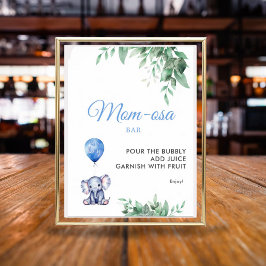 Póster El bar Mom-osa es un Baby Shower de Boy Elephant