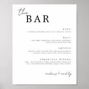 Póster El bar Rótulo de bebidas Minimalistas