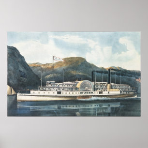 Póster El barco de vapor del río Hudson, la calle St. Joh