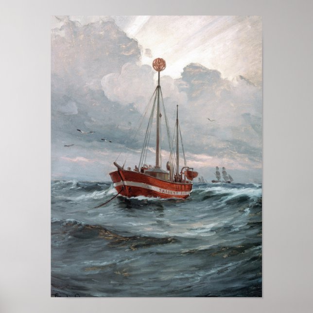 Póster El barco ligero en la pintura de los arrecifes de  (Frente)