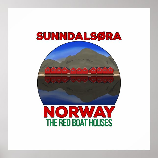 Póster El Barco Rojo Casas Sunndalsøra Noruega (Frente)