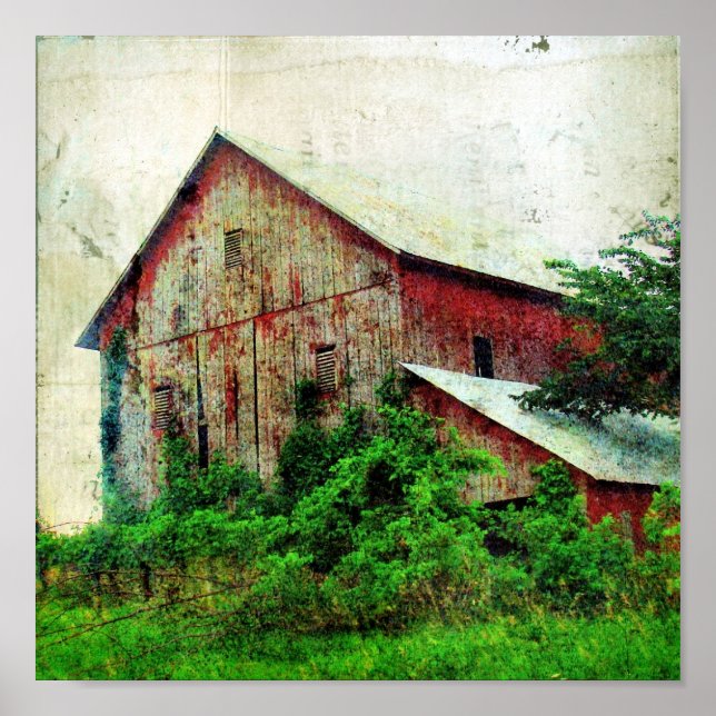 Póster El Barn Rojo Rústico (Frente)