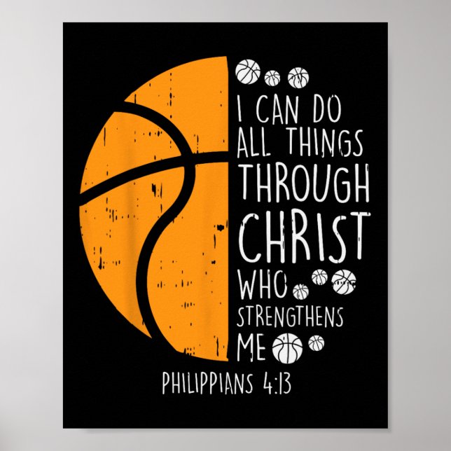 Póster El básquetbol puede hacer cosas Biblia Verso Dios  (Frente)