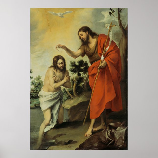 Póster El bautismo de Cristo de Bartolomé Esteban Murillo (Frente)