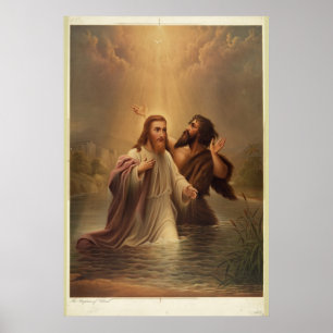 Póster El bautismo de Cristo de James Fuller Reina 1873
