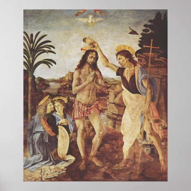Póster El bautismo de Cristo (Verrocchio) (Frente)