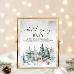 Póster El bebé de Woodland de invierno está frío afuera n