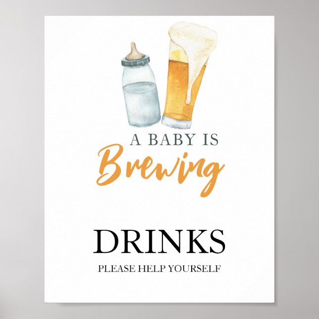 Póster El bebé está elaborando cerveza Bebidas (Frente)