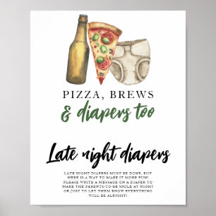 Póster El bebé está elaborando cerveza, pañales nocturnos