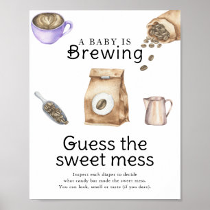 Póster El bebé está preparando café Adivina el dulce deso