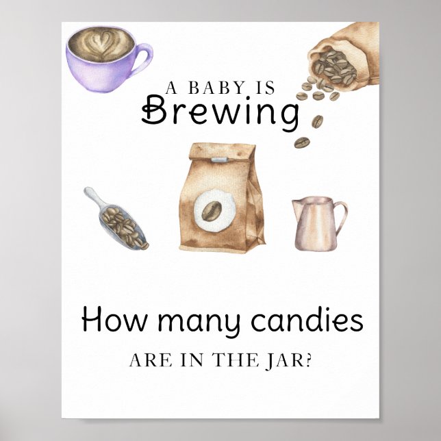 Póster El bebé está preparando café ¿Cuántas golosinas? (Frente)