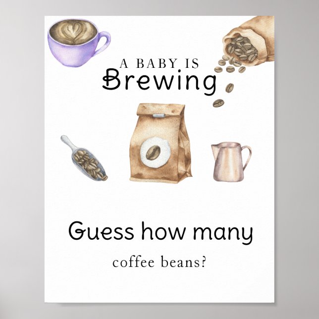 Póster El bebé está preparando café ¿Cuántas semillas de  (Frente)