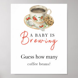 Póster El bebé está preparando café ¿Cuántas semillas de 