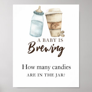 Póster El bebé está preparando café ¿Cuántos dulces