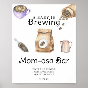 Póster El bebé está preparando café ducha bebé Bar Momosa
