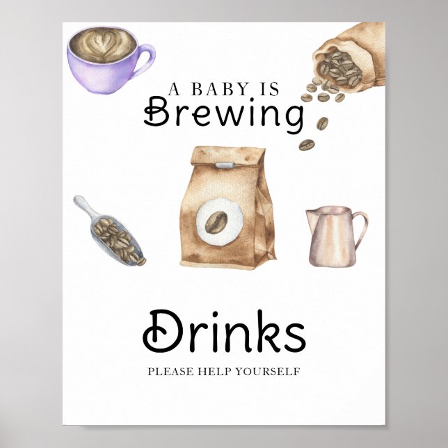 Póster El bebé está preparando café ducha bebé Bebidas (Frente)
