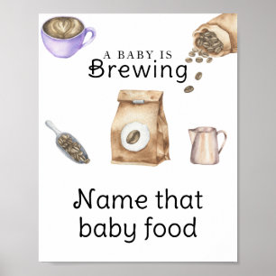 Póster El bebé está preparando café - Nombra esa comida p