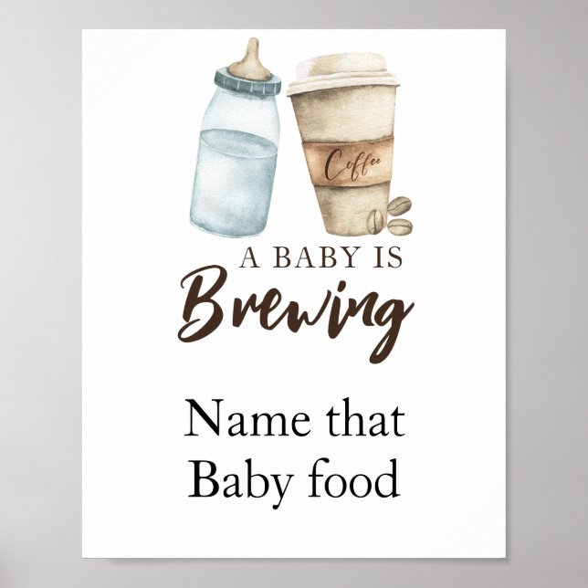 Póster El bebé está preparando café Nombra esa comida par (Frente)