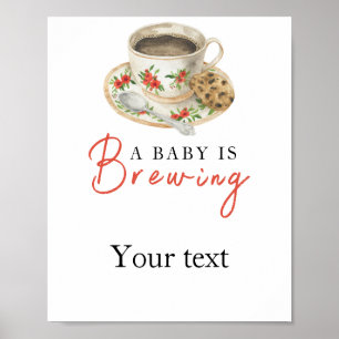 Póster El bebé está preparando café. Tu texto para la fie