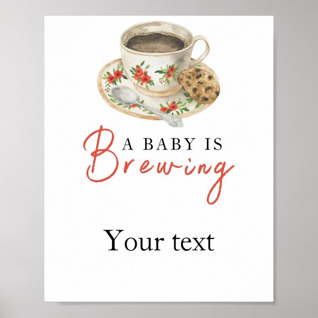Póster El bebé está preparando café. Tu texto para la fie (Frente)