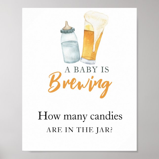 Póster El bebé está preparando cerveza Cuántos caramelos (Frente)