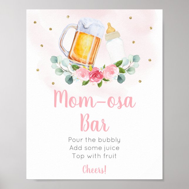 Póster El Bebé Está Preparando El Rótulo De Bar Mimosa Co (Frente)