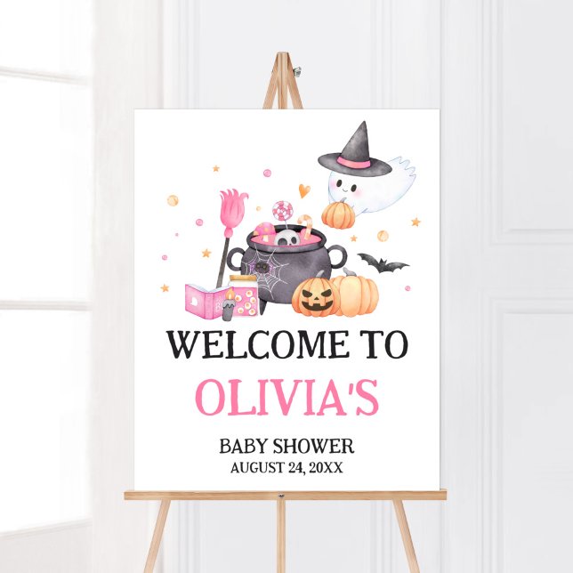 Póster El bebé está preparando la bienvenida rosa de Baby (Baby is Brewing Baby Shower Welcome Sign)