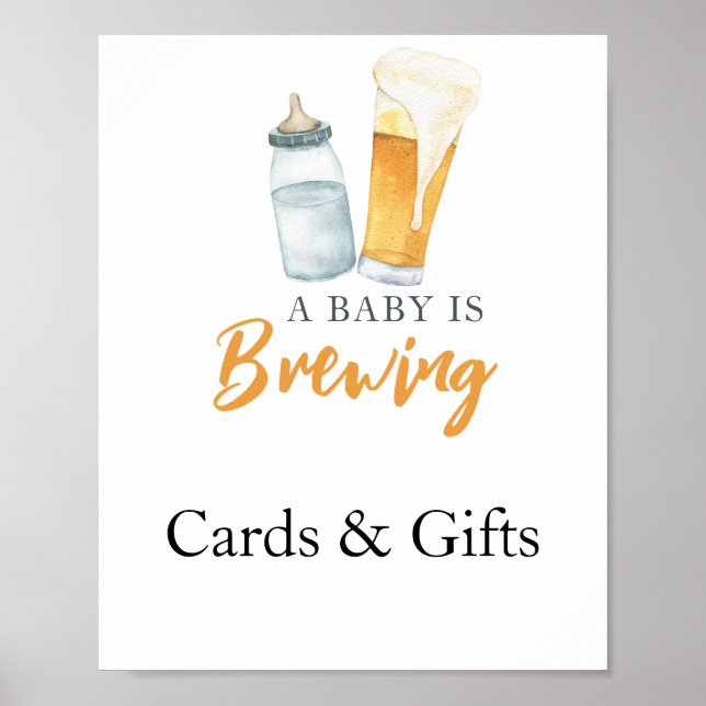Póster El bebé está preparando tarjetas de cerveza y rega (Frente)